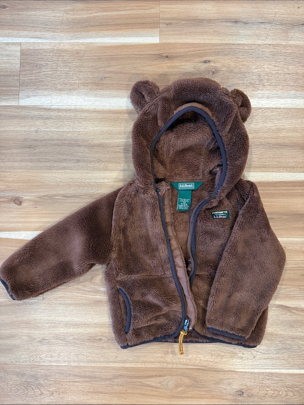 L.L. Bean Brown Teddy Hooded Fleece Jacket with Ears